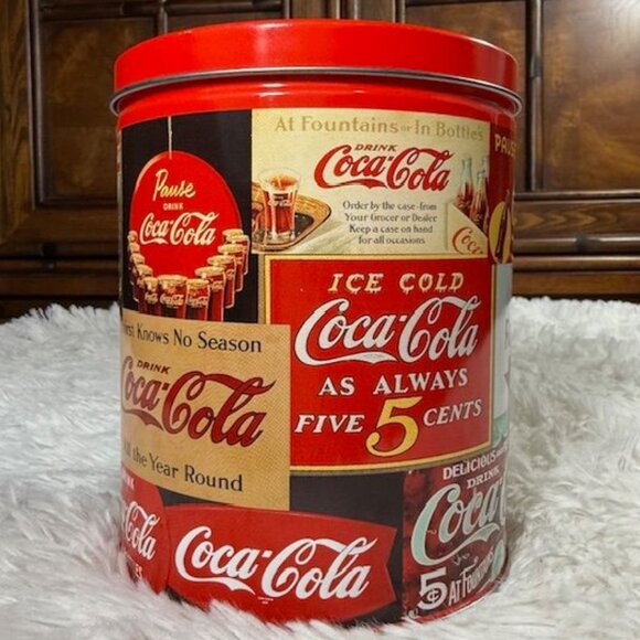 NWOT Vintage Signs Coca-Cola Cylinder Tin with Puzzle - Picture 4 of 12